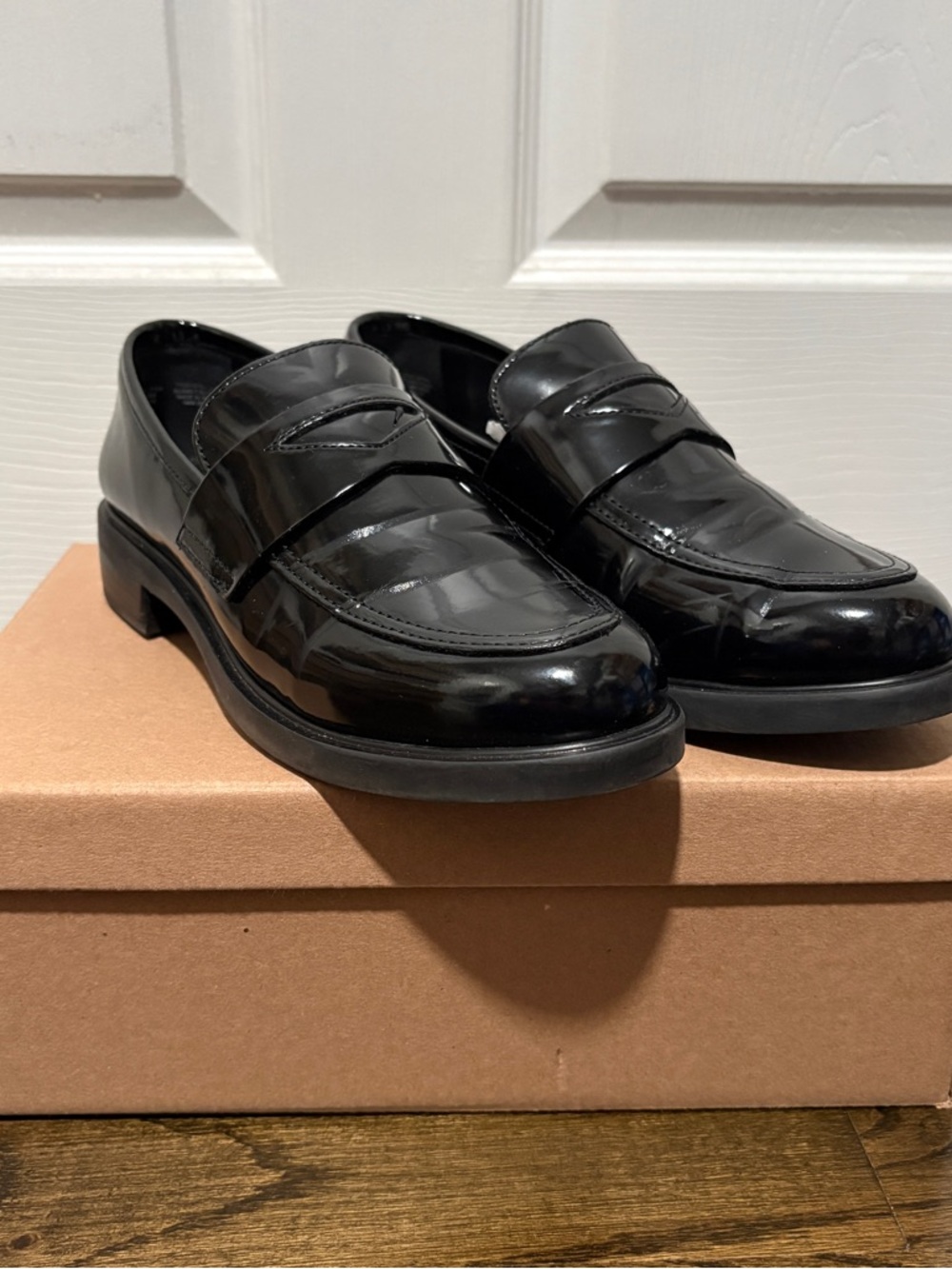 Steve Madden Black Patent Penny Loafers